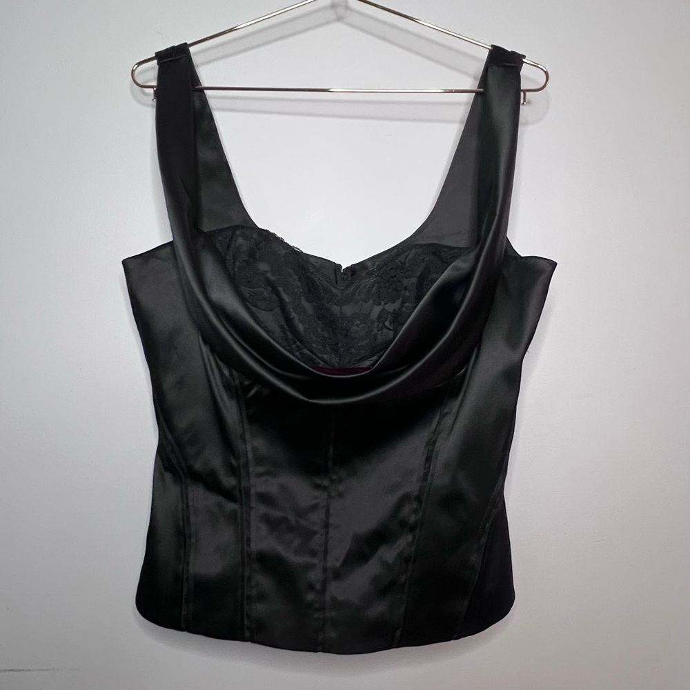 White House Black Market Black Satin and Lace Bustier - Picture 2 of 13